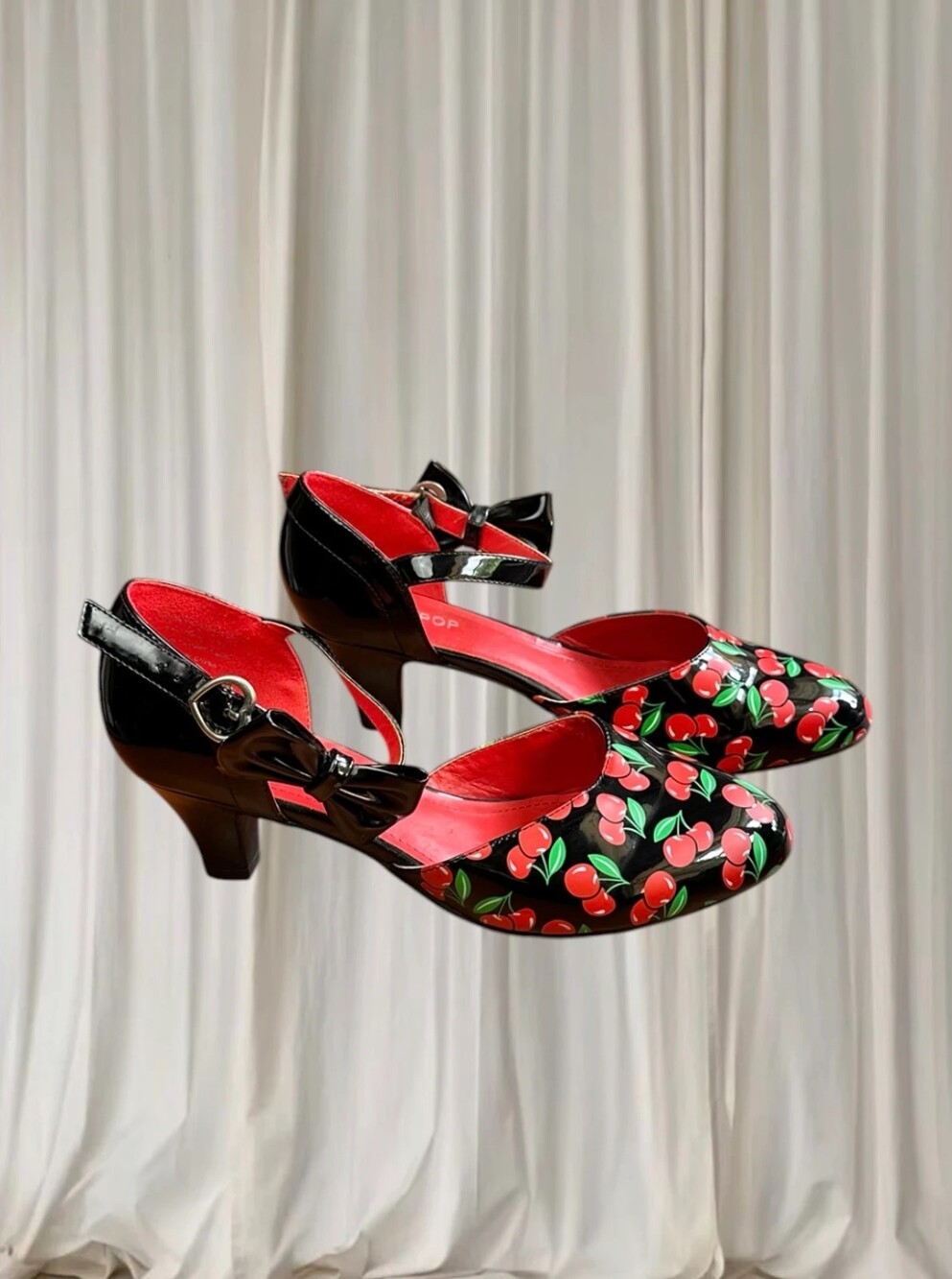 SugarPOP Cherry Print Patent Mary Jane Heels